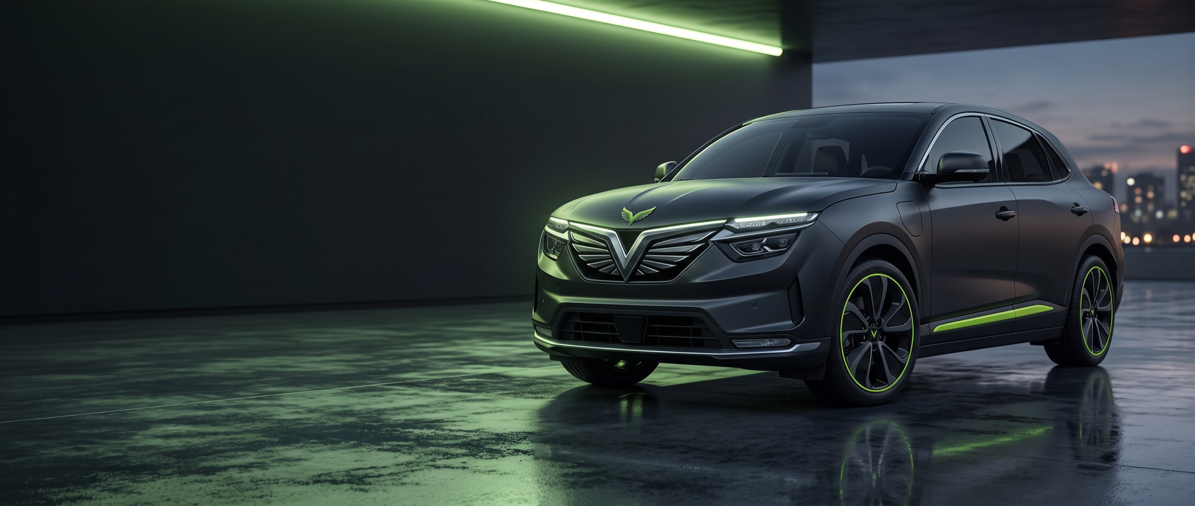 Voltaris electric SUV bearing the winged-V emblem